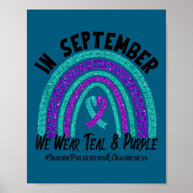 Poster In September We Wear Teal Purple Ribbon Suicide Pr (Frente)