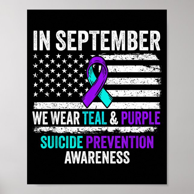 Poster In September Wear Teal Purple Suicide Prevention A (Frente)