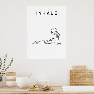 Poster Inalar Exalar Respiração Yoga pose estúdio moderno