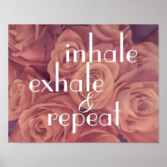 Poster inalar rosas rosa bonito inspiradoras (Frente)