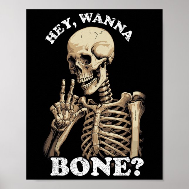 Poster Inapropriado Halloween Para Homens Skelet (Frente)