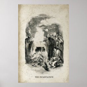 Póster Incantation velho do caldeirão da bruxa do Dia da