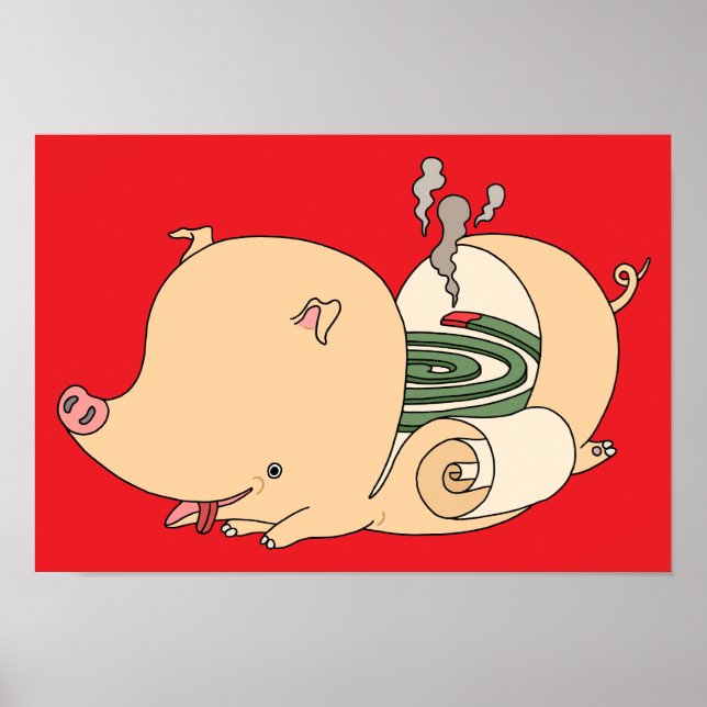 Poster Incenso de mosquito em forma de porco. (Frente)