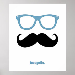 Poster incógnito - bigode engraçado e óculos de sol