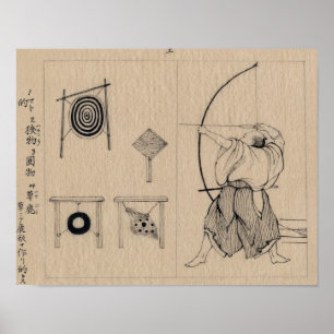 Póster Incrível Arqueiro Japonês Desenho por volta de 187