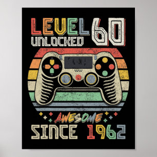Poster Incrível Desde 1962 Nível 60 Desbloqueado Aniversá