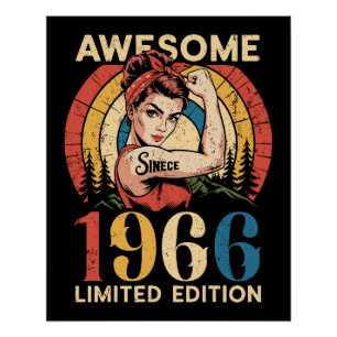 Póster Incrível Desde 1966 Retro 60 Anos Aniversário Femi