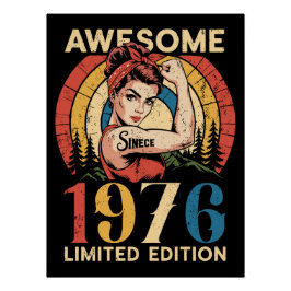 Póster Incrível Desde 1976 50º Aniversário Feminino Vinta