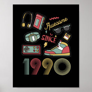 Poster Incrível desde 1990 Vintage Retro 32º Aniversário