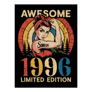 Póster Incrível Desde 1996 Retro 30 Anos de Idade Mulhere