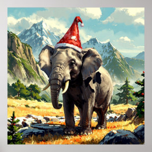 Poster Incrível pintura de elefante natalino