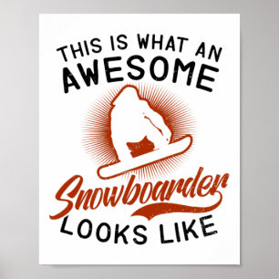 Poster Incrível Snowboarder Parece Design Snowboard