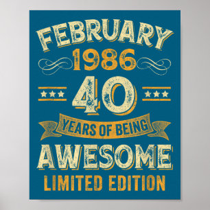 Poster Incrível Vintage Fevereiro 1986 40º Aniversário