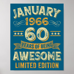 Poster Incrível Vintage Janeiro 1966 60º Aniversário