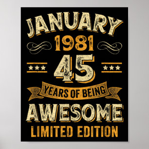 Poster Incrível Vintage Janeiro 1981 45º Aniversário