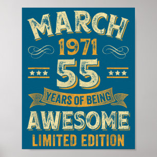 Poster Incrível Vintage Março 1971 55º Aniversário