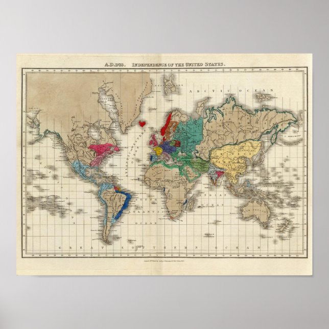 Poster Independência dos Estados Unidos 1783 AD (Frente)