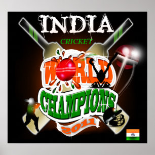 Póster India 2011 campeões do campeonato do mundo do