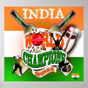 Póster India 2011 campeões do campeonato do mundo do