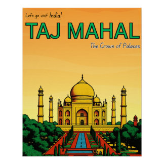 Póster Índia Agra Taj Mahal viagem
