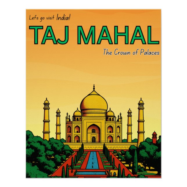 Póster Índia Agra Taj Mahal viagem  (Frente)