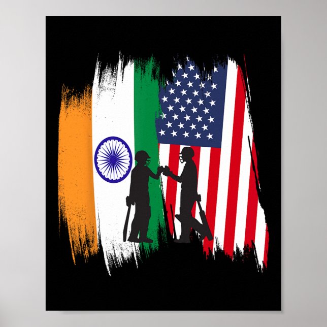Poster India And America Cricket Patriotic Gift For Final (Frente)