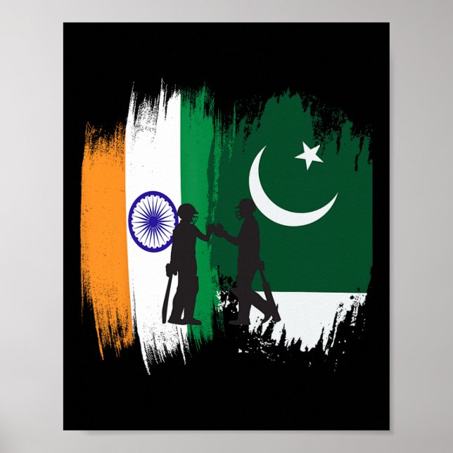 Poster India And Pakistan Cricket Patriotic Gift For Fina (Frente)