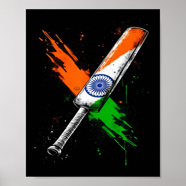 Poster India Cricket T Cricket Warrior British Flag Crick (Frente)