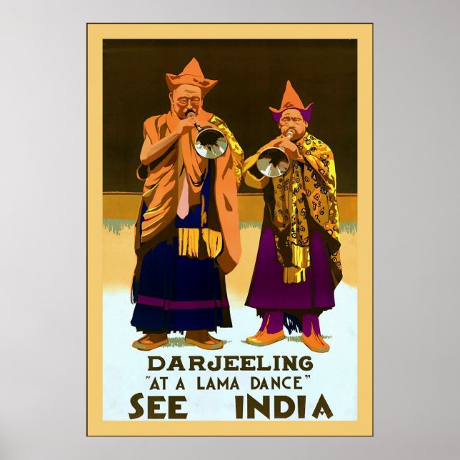 Póster Índia ~ Darjeeling ~ Viagens vintage (Frente)