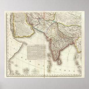 Poster India e mapa gravado Ásia