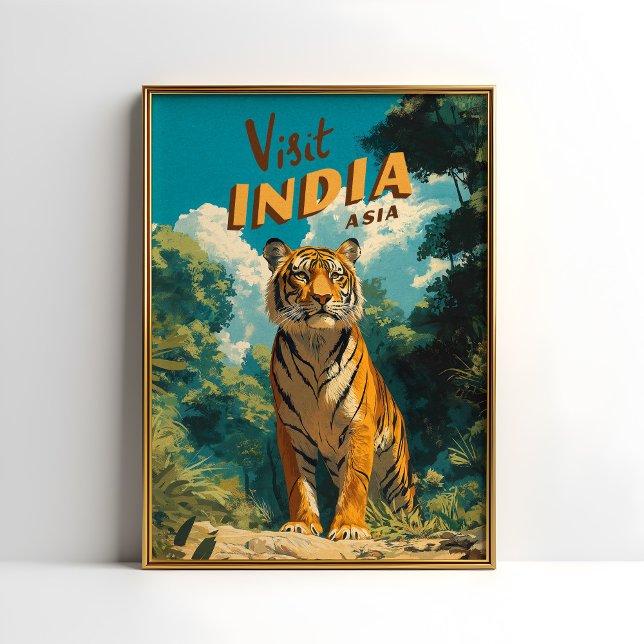 Poster Índia Tigre Viagem Antiga (Criador carregado)