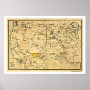 Póster Indian Reservation Map 1923