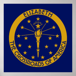 Póster Indiana a bandeira personalizada estado do Hoosier