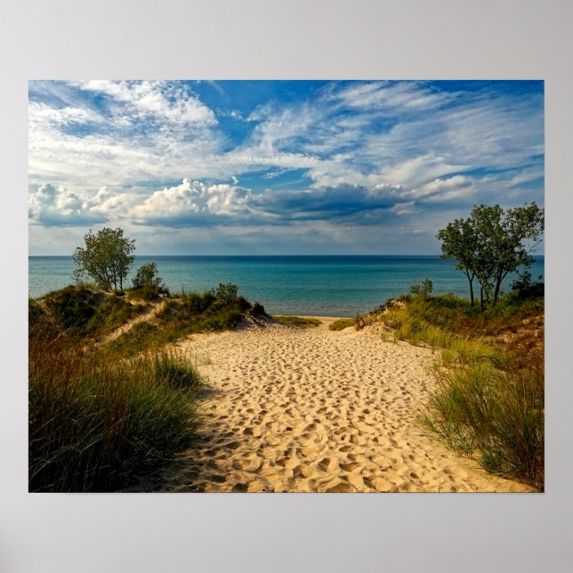 Póster Indiana Dunes, Lago Michigan (Frente)