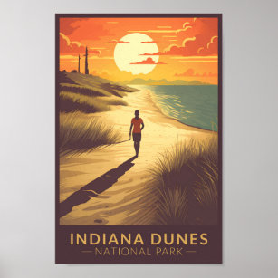 Poster Indiana Dunes National Park Viagem Art Vintage