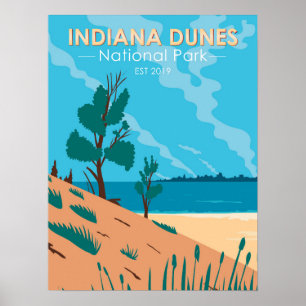 Poster Indiana Dunes National Park Vintage