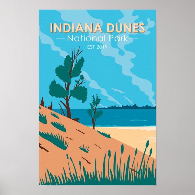 Poster Indiana Dunes National Park Vintage (Frente)
