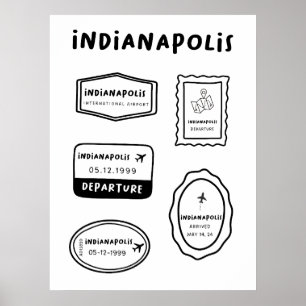Poster Indianápolis - Coleção de Carimbo de Viagem