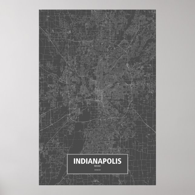 Póster Indianápolis, Indiana (branco a preto) (Frente)