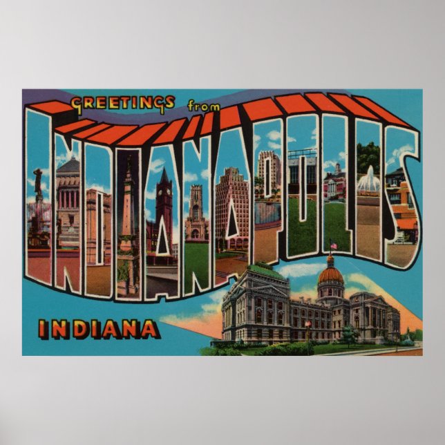 Poster Indianápolis, Indiana (edifício Capital) (Frente)