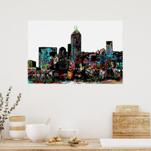 Póster Indianápolis, Indiana em grafite