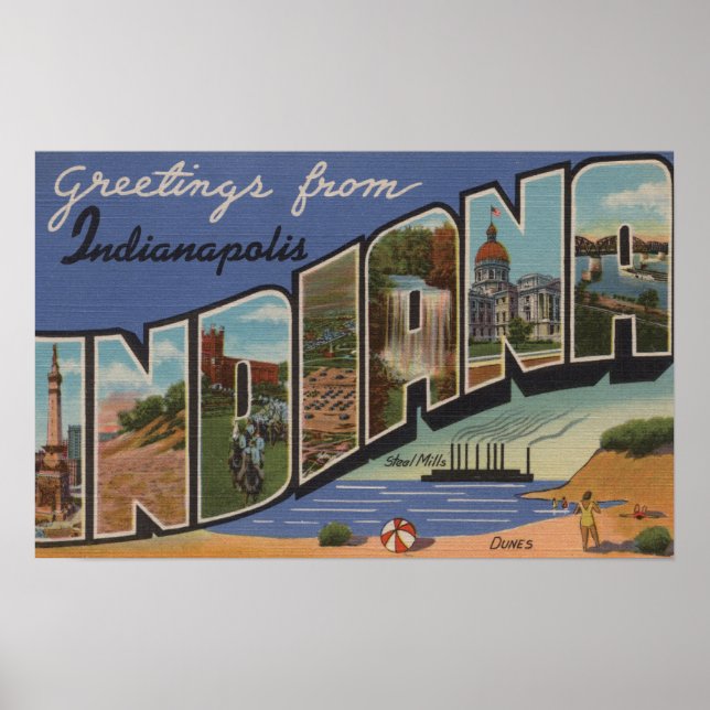 Poster Indianápolis, Indiana (Fábricas de Aço/Dunas de Ar (Frente)