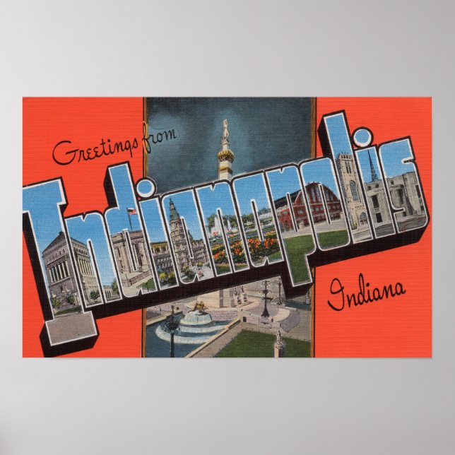 Póster Indianápolis, Indiana (Plaza Municipal) (Frente)
