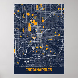 Poster Indianapolis - Mapa da Cidade do Indiana Bluefresh