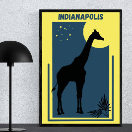 Poster Indianapolis Zoo Indiana Vintage Giraffe