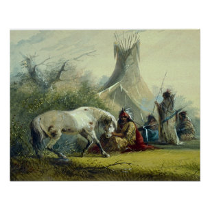 Póster Indiano e seu Cavalo 1858
