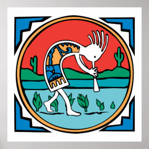 Póster Indiano Kokopelli do nativo americano