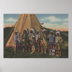 Póster Indianos noroestes - fileira de chefes indianos na