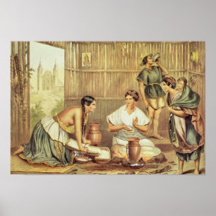 Póster Indianos que preparam tortilhas