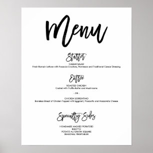 Poster indicado por letras do menu do casamento da
